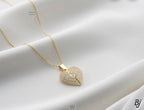Fancy Customized Openable Heart 💖 Angel Wings Pendant – Gold Plated Zircon Design