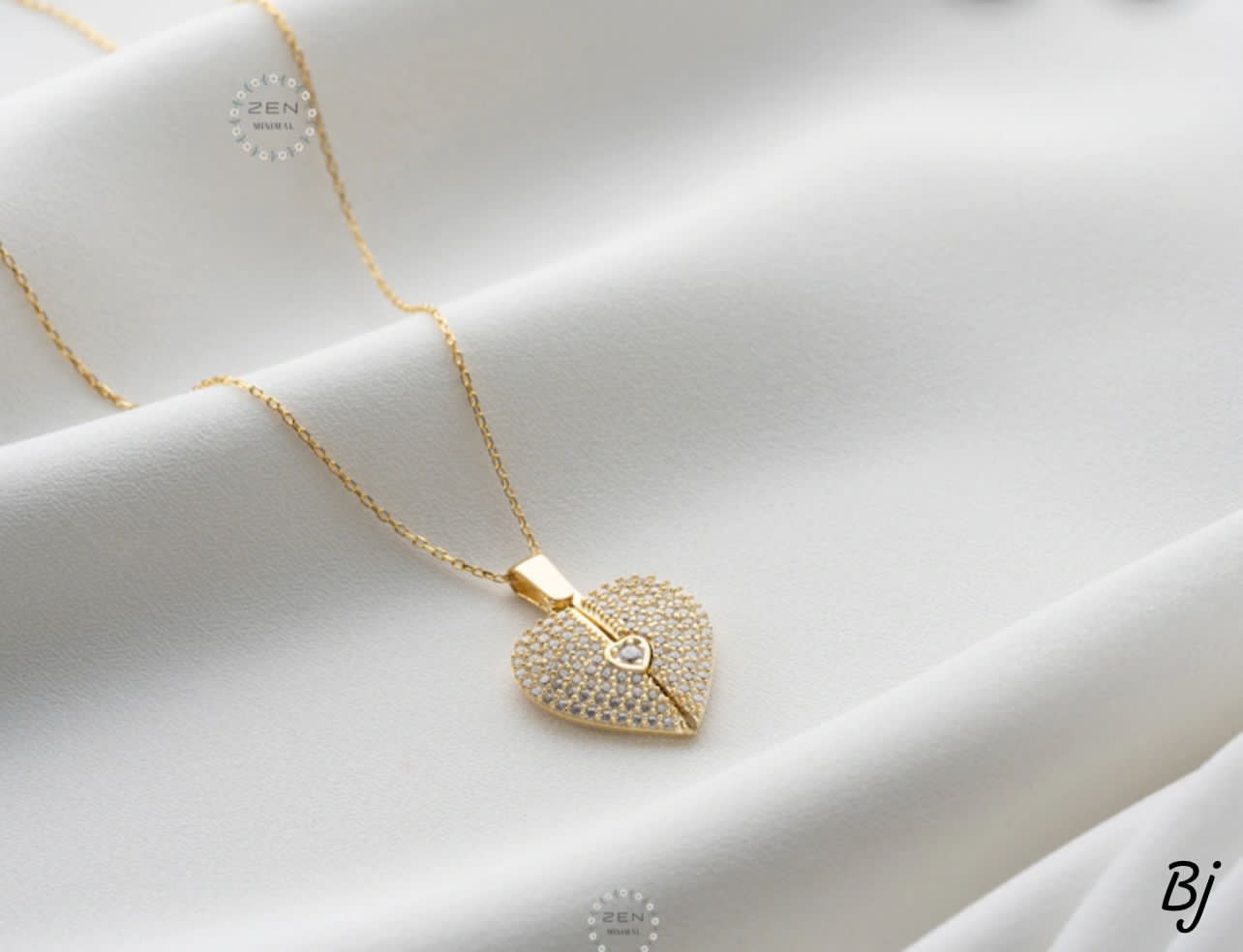 Fancy Customized Openable Heart 💖 Angel Wings Pendant – Gold Plated Zircon Design