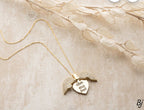 Fancy Customized Openable Heart 💖 Angel Wings Pendant – Gold Plated Zircon Design